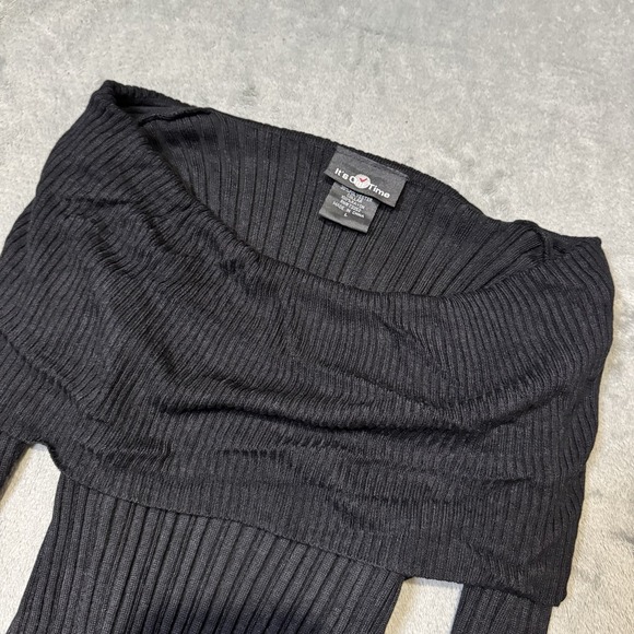 VTG Y2K Its Our Time Fully Ribbed Off The Shoulder Dress Size L Stretch Preppy - Picture 3 of 7